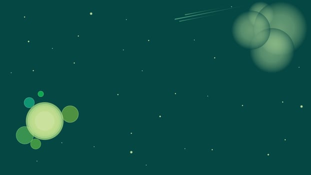 a green space with a green star and a green planet vector
