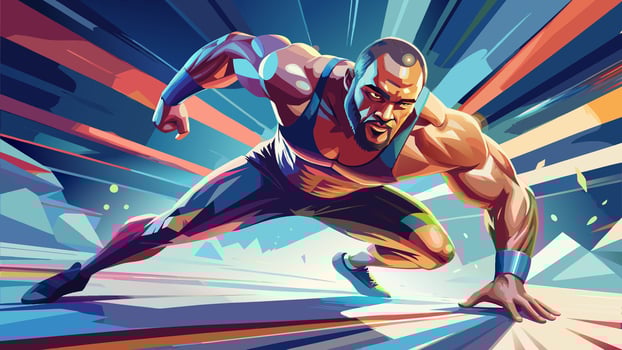Powerful Male Wrestler in Dynamic Action Pose vector