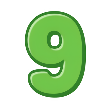 Green Cartoon Number Nine, Fun and Playful Digit 9 png