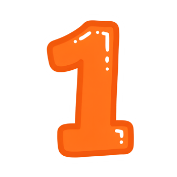 Cute Orange Number One - Hand-Drawn Cartoon Style Digit png