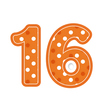 Cute Orange and White Polka Dot Number Sixteen - Sweet Sixteen Birthday Design Element png