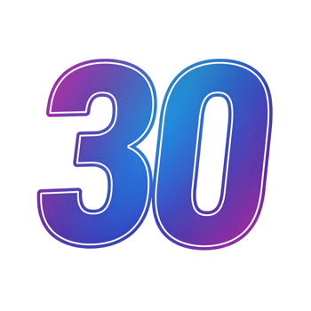 Bold Gradient Number 30 Colorful Digital Design Element png