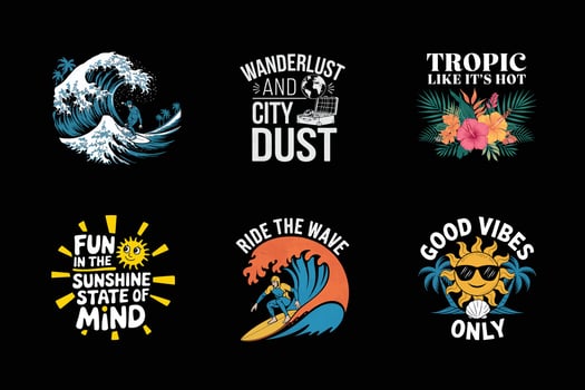 Vintage Summer Paradise T-Shirt Design Pack vector