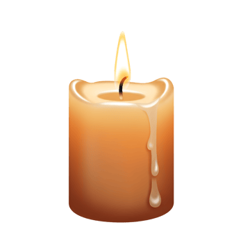 Burning Candle with Melted Wax, Isolated on transparent Background png