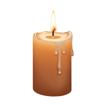 Lit Candle with Melted Wax, Isolated on transparent Background png