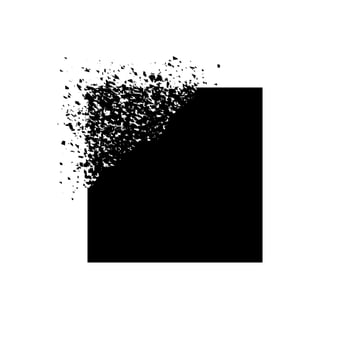 Abstract Disintegrating Black Square on White Background vector