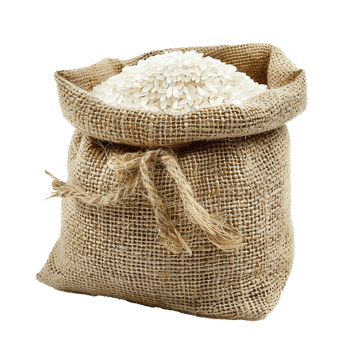 burlap sack full of uncooked rice grains png