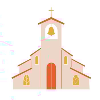 The Catholic church is isolated on a white background. vector