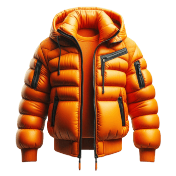 Vibrant Orange Quilted Puffer Jacket png