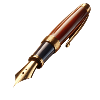 Vintage Fountain Pen with Gold Detailing png