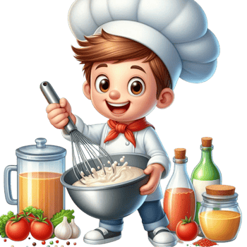 Cute Cartoon Chef Preparing Ingredients png