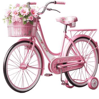 Beautiful Pink Vintage Bicycle with Flower png