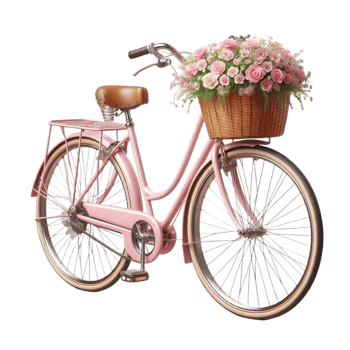 Elegant Retro Bicycle with Wicker Basket png