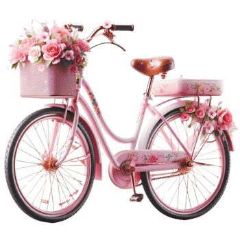 Vintage Pink Bicycle with Basket png