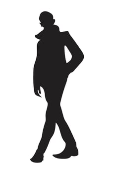 Stylish Silhouette of a Woman Walking vector