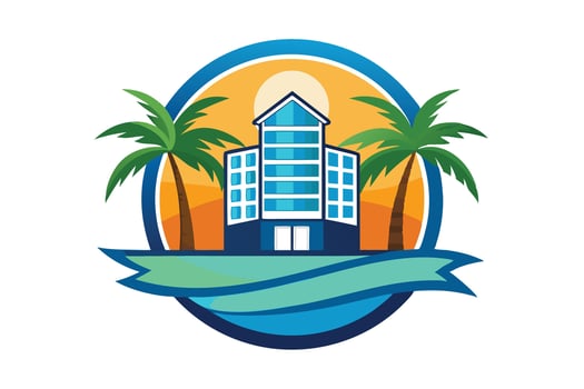 Colorful Tropical Resort Hotel Logo Design vector