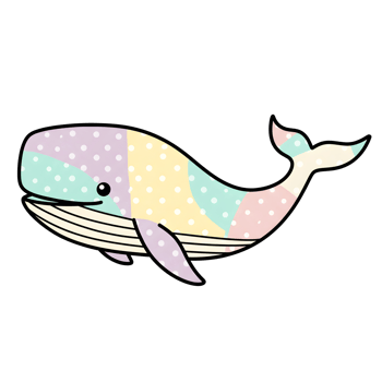 Hand-Drawn Marine Whale with Soft Pastel Tones png