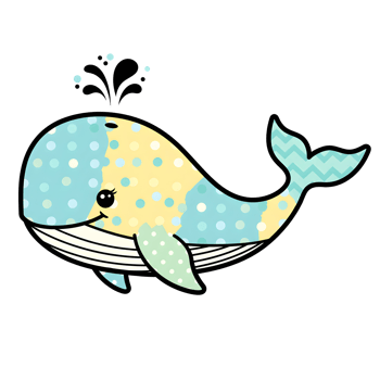 A cute whale with polka dots in pastel colors png