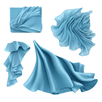 Light blue flowing fabric arranged in several different positions gracefully png