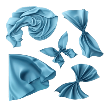 Various draped and folded pieces of blue fabric are shown png