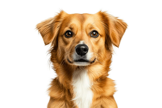 Friendly golden retriever mix with curious expression png