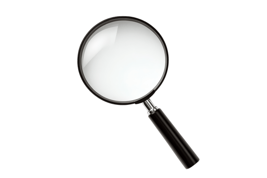 Magnifying glass with black handle on transparent background png