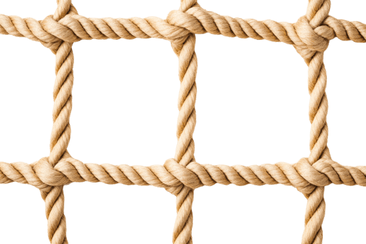 Rope net with intricate knots displayed against a clear background png