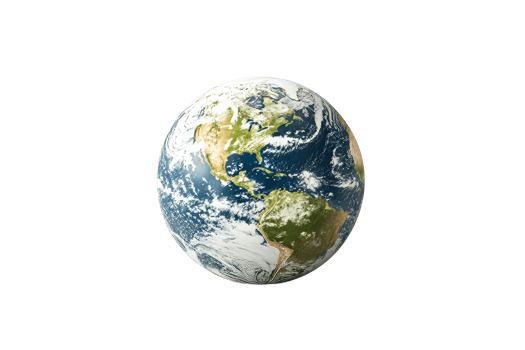 Planet Earth viewed from space with detailed land and ocean features png