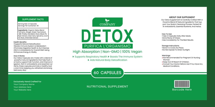 Detox Supplement Label Template vector