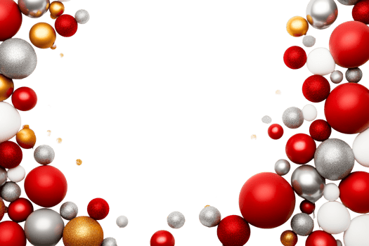 Colorful festive balls create a cheerful holiday border design png