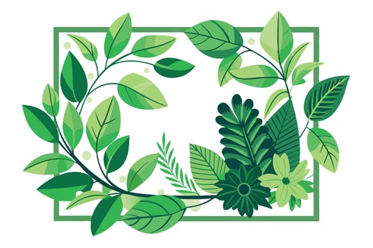 Vibrant Green Leaves and Branches in a Framed Design vector