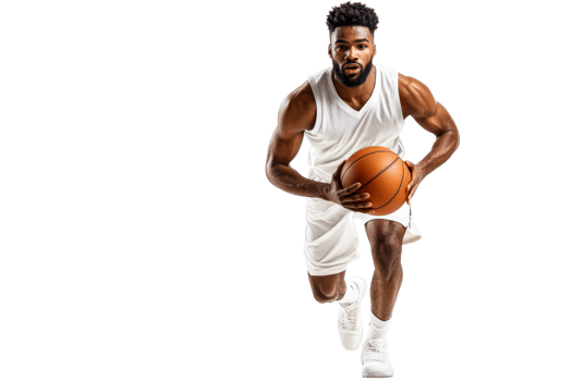 Basketball player dribbling towards the hoop during practice session png