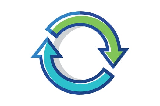 Circular arrows symbolizing a continuous process. vector