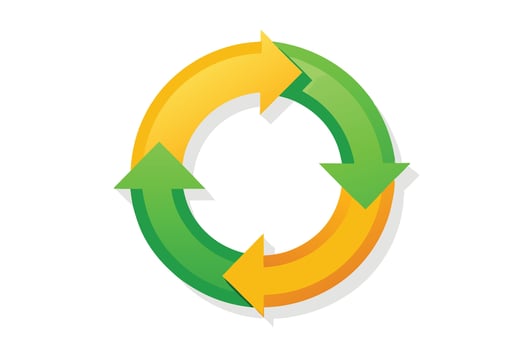 Circular Process Diagram with Green and Yellow Arrows vector