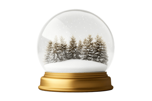 Snow globe with pine trees and winter scenery in clear design png