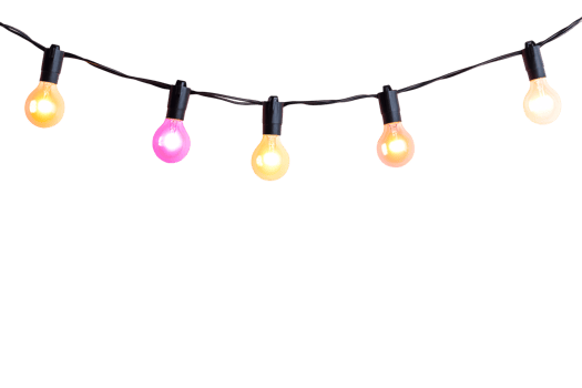 Decorative string lights with colorful bulbs for festive occasions png