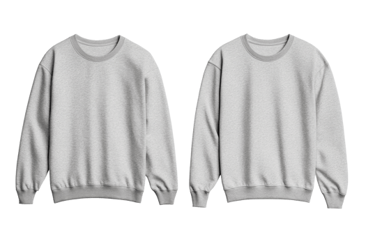 Two gray sweatshirts with long sleeves on transparent background png