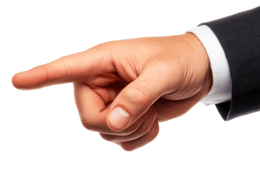 Hand pointing to indicate direction or emphasis professionally png