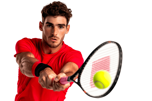 Professional tennis player hitting a forehand shot with focus png