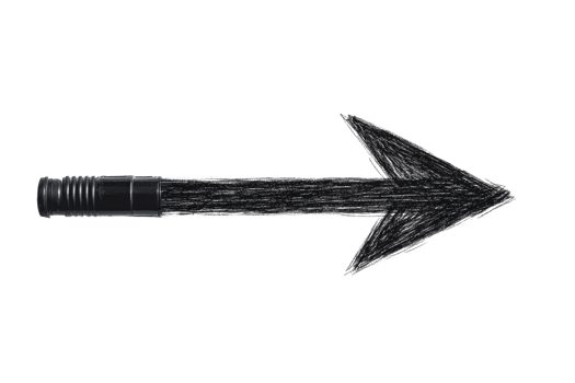 Simple black arrow drawn with marker on a transparent background png