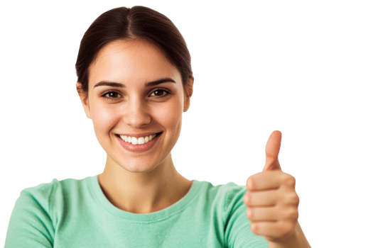 Young woman smiling and giving a thumbs up with a friendly gesture png