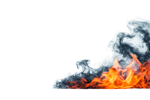 Dynamic flames with smoke on a transparent background for design png