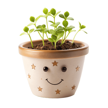 whimsical flower plant in the pupping pot is isolated on transparent background png