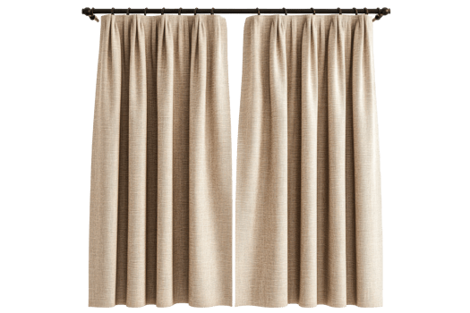 Elegant light brown curtains with a textured fabric and a clean design png