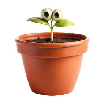 big eye on the flower plant in the pot is isolated on transparent background png