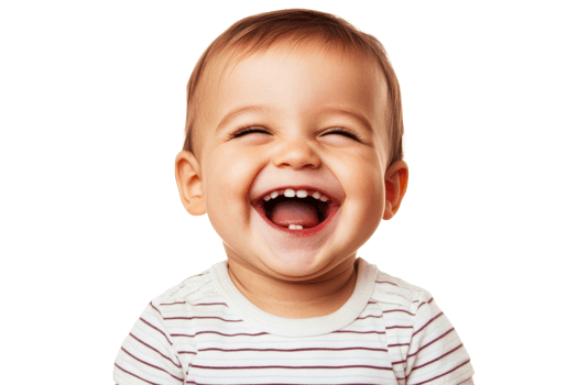 Happy baby laughing with joy against a transparent background png