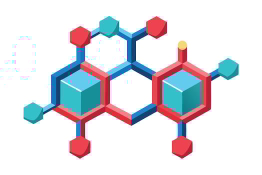 Colorful illustration of a chemical molecule structure. vector