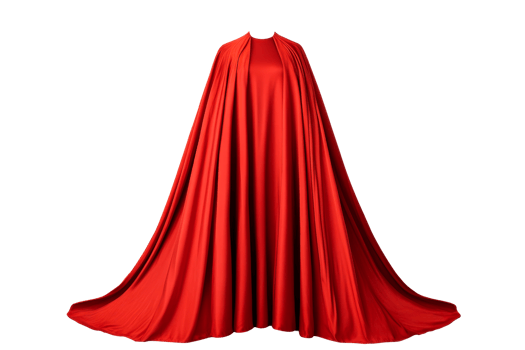 Dramatic red cape draped on a transparent background png