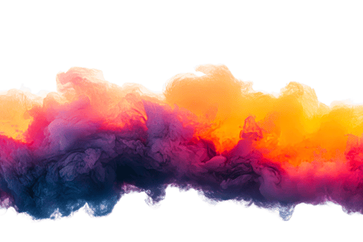 Colorful smoke wave effect in vibrant hues of orange, purple, and blue png