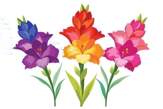 A vibrant Floral Arrangement of Gladioli in a Colorful Design vector